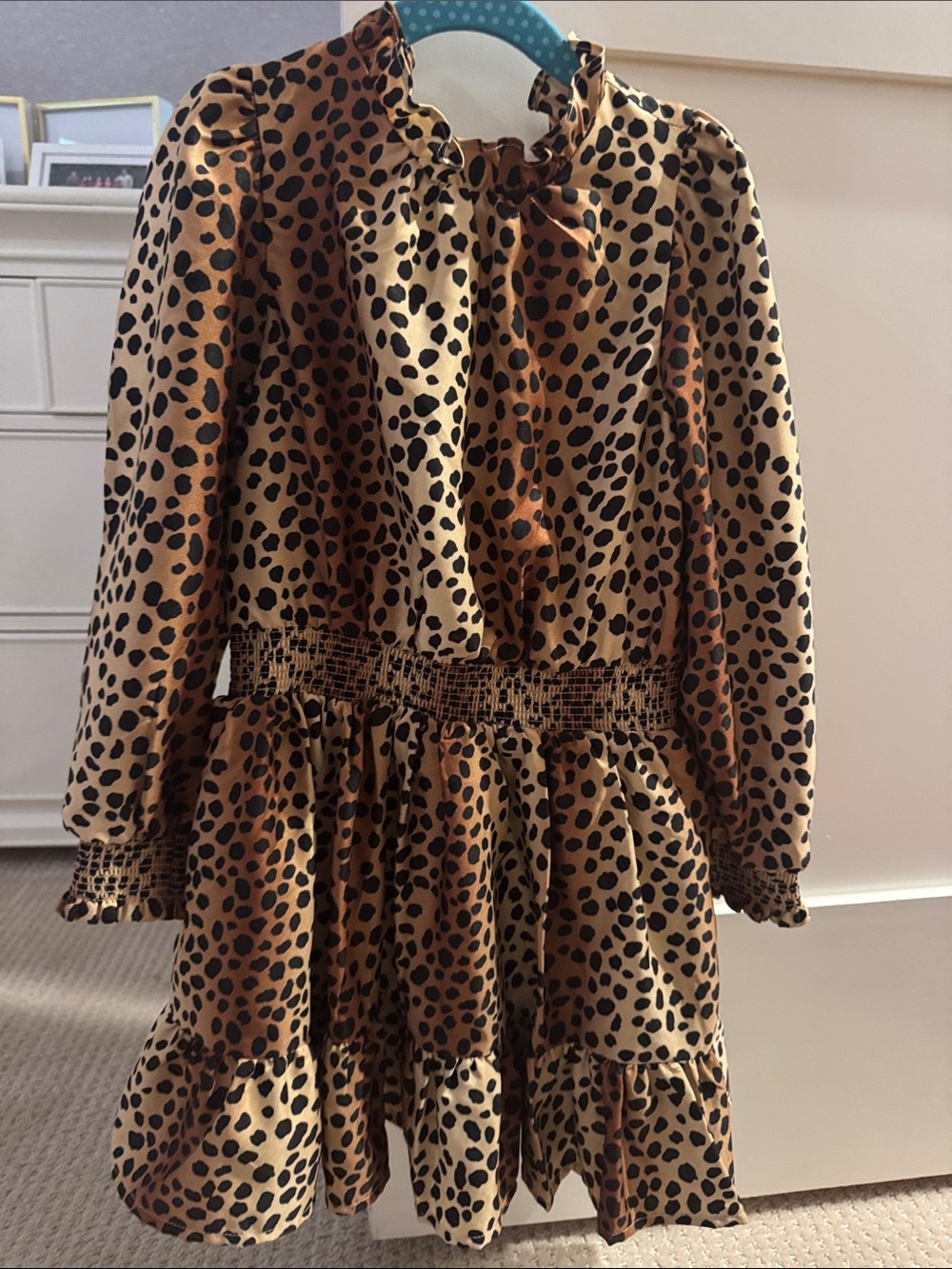 Janie and Jack Girls Leopard-Spot Dress in Tan and Black